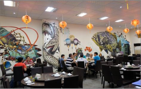 延津县海鲜餐厅墙体彩绘